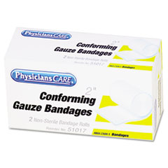 First Aid Conforming Gauze Bandage, 2&quot; wide, 2 Rolls/Box