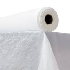 Table Cover - poly - embossed  Linen 40&quot; x 300&#39; white roll